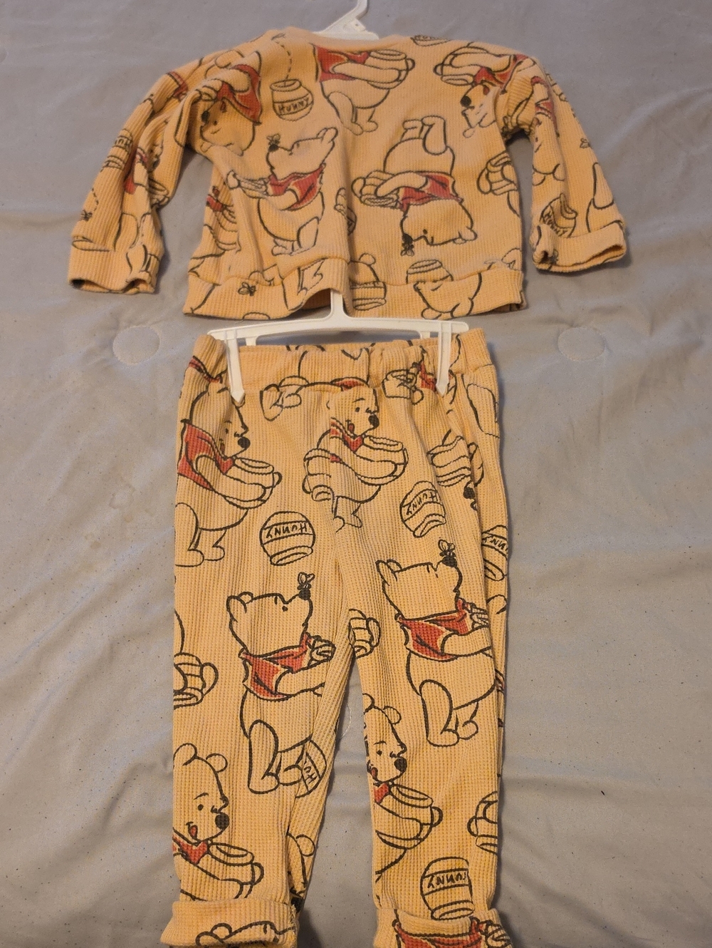Disney Winnie the Pooh Ribbed Pajama Set - Yellow and Red Accents